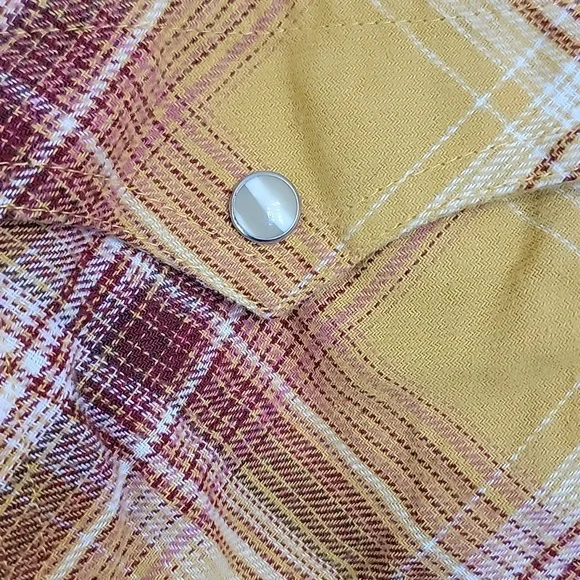 Wrangler Women's Mustard and Burgundy Plaid Shirt. SIZE XXL - Picture 3 of 4